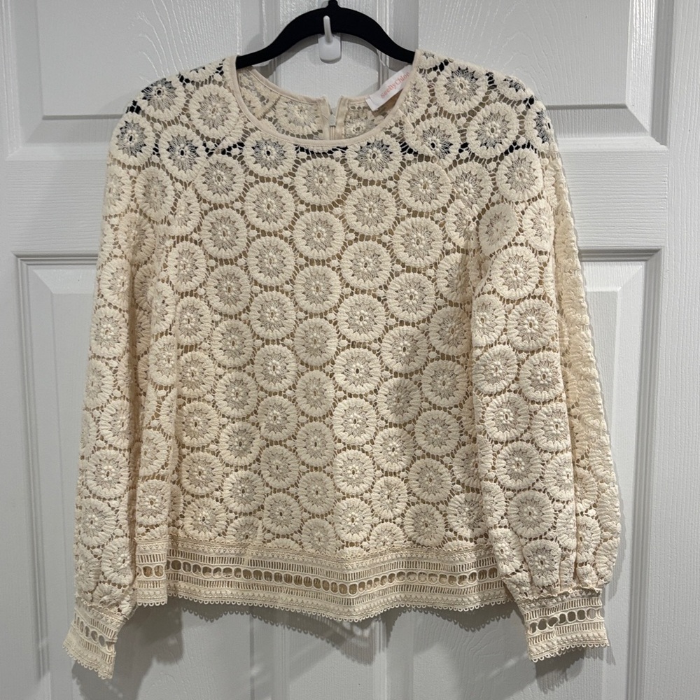 Chic Cream Lace Women's Blouse